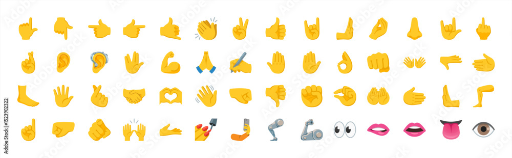 Φωτογραφία All type of hand emojis, gestures, stickers, emoticons flat illustration symbols set, collection