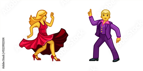 Woman and Man dancing vector emoji Icon.