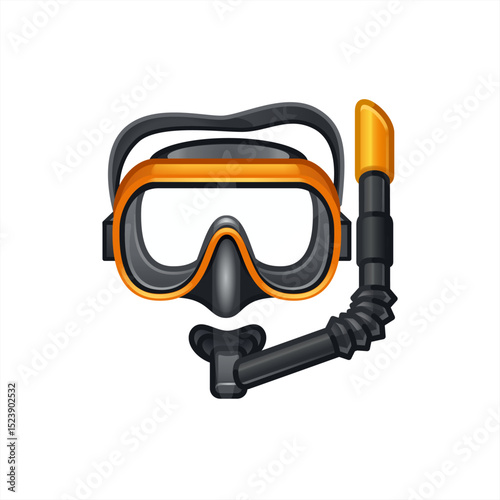 Emoji diving mask with snorkel vector icon illustration.