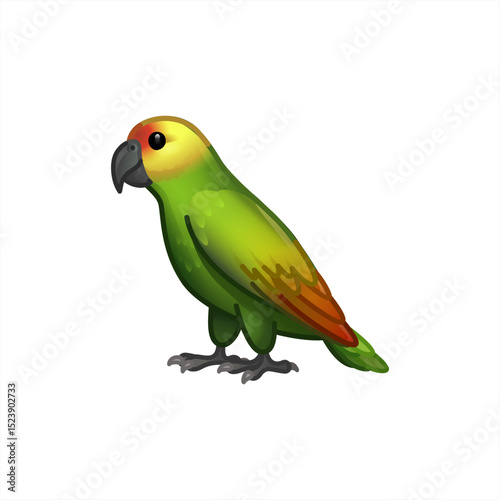 Emoji parrot icon, green parrot on white background