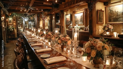 A Long, Elegant Dining Table Set for a Special Occasion photo