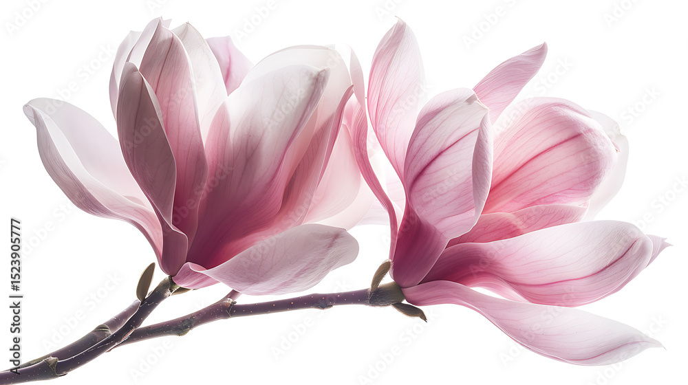 Fototapeta premium Pink Magnolia Bloom on White Background