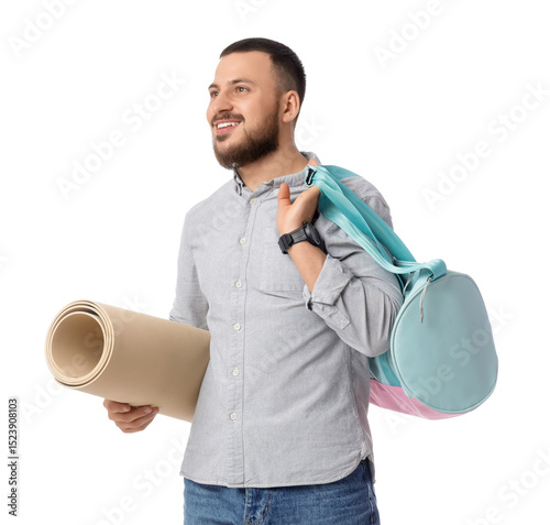 Young man with sports bag a...