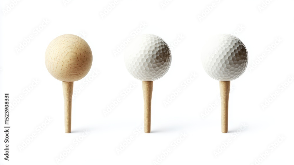 Golf Balls Wooden Tee. Golf Balls Wooden Tee.