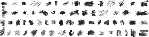 Grunge Brush Strokes Set, Isolated on White Background, Vector Illustration.