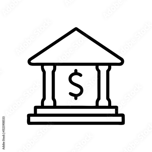 Banking outline icon. Black illustration, vector. Modern minimal flat design, white background. 