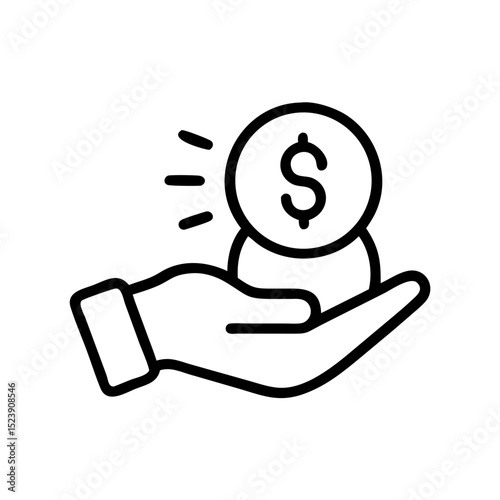 Banking outline icon. Black illustration, vector. Modern minimal flat design, white background. 