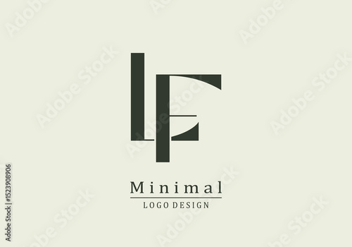 LF minimal line art log design, linear logo,
