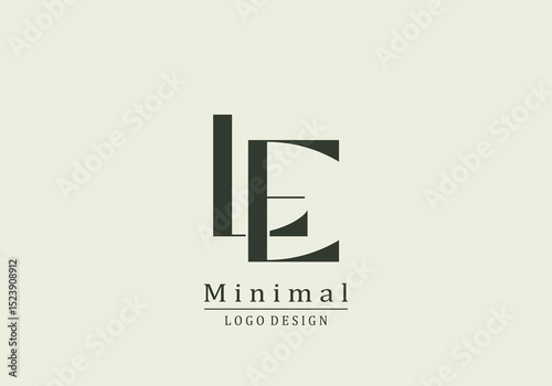 LE minimal line art log design, linear logo,