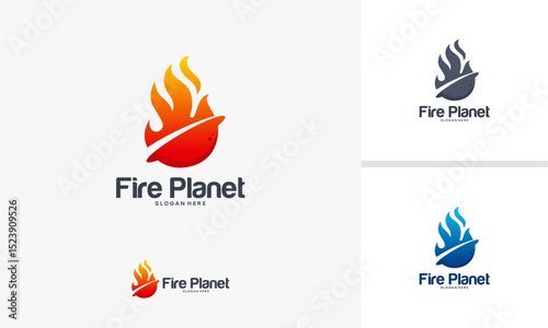 Fire Planet logo designs concept, Hot Planet logo template, Fire logo designs symbol
