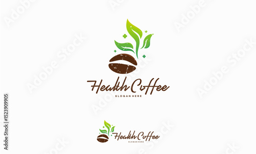 Healthy Coffee logo designs concept, Natural Coffee logo designs vector