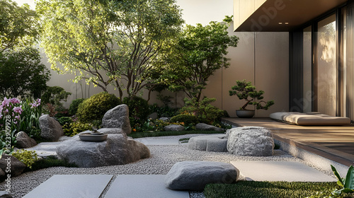 Modern Zen Garden Design With Stones And Plants