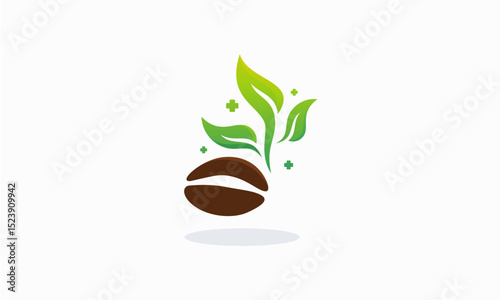 Healthy Coffee logo designs concept, Natural Coffee logo designs vector