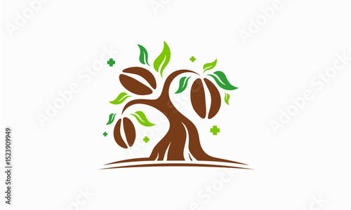 Healthy Coffee logo designs concept, Natural Coffee logo designs vector