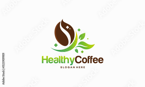 Healthy Coffee logo designs concept, Natural Coffee logo designs vector