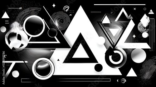 Abstract monochrome geometric shapes and lines