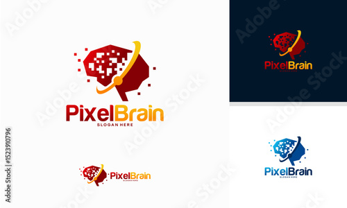 Pixel Head logo concept vector, Robotic Technology Logo template designs vector illustration