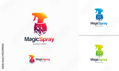 Magic Spray logo designs concept vector, Pixel Cleaning logo template designs
