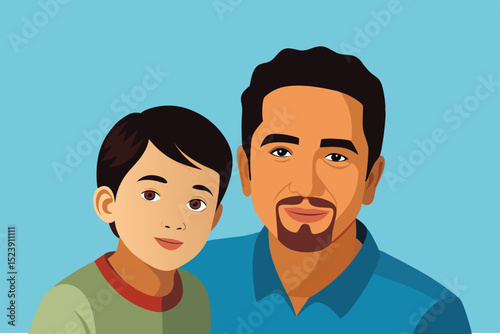 Father and Son Portrait A heartwarming illustration of a loving family bond