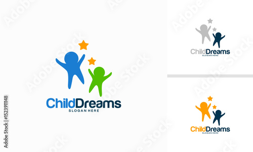 Happy Child Logo template designs, Child Reaching dream logo