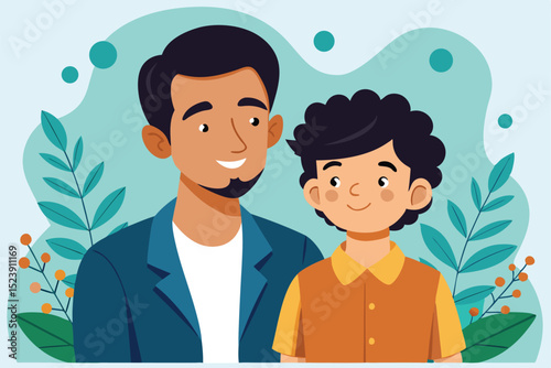 Happy Father and Son Illustration A Vector EPS Design for Family, Love, and Bonding