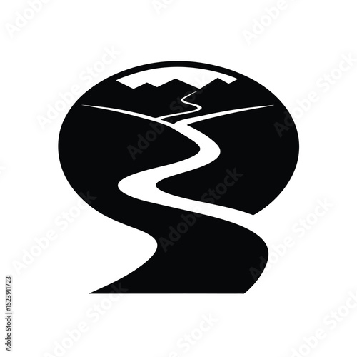 River Valley Vector Silhouette Winding Clean