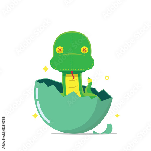 Snake Mascot Popping from Egg