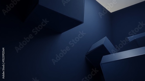 Abstract dark blue geometric composition concept