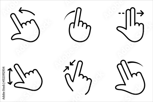 Swipe Linear style icons set. Hands button icons. vector illustration on white background