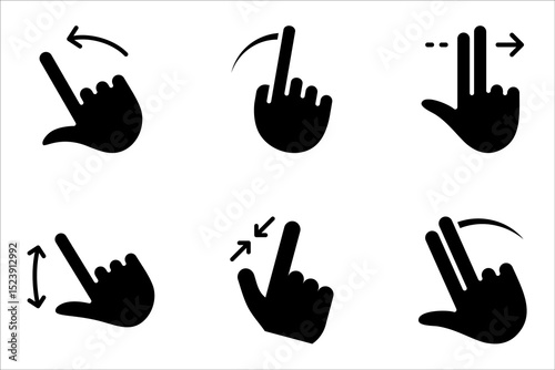 Swipe Linear style icons set. Hands button icons. vector illustration on white background