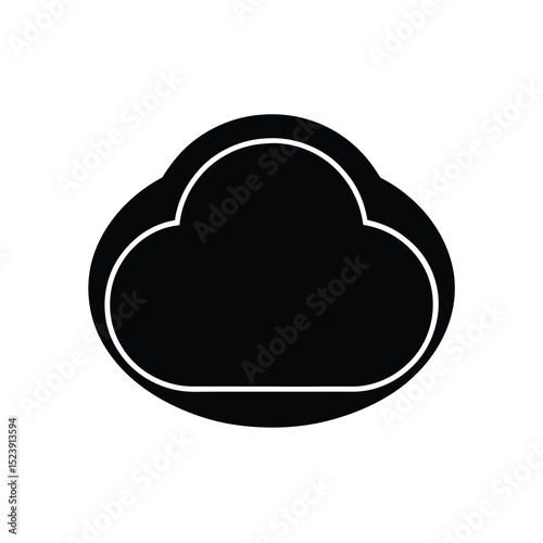 Cloud Icon Vector Silhouette Rounded Blue