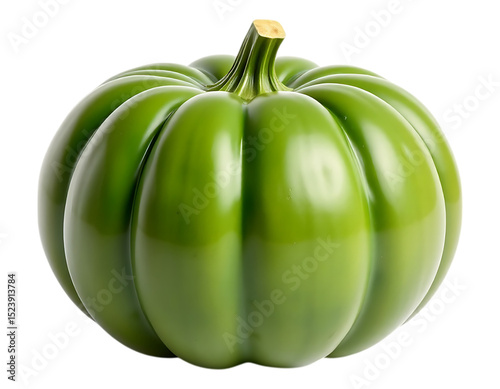 Green pumpkin isolated on a transparent backdrop