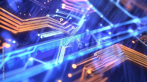 Circuit board futuristic glowing lines design