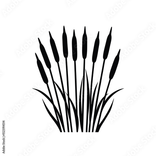 Reeds Flowing Vector Silhouette Vertical Purple