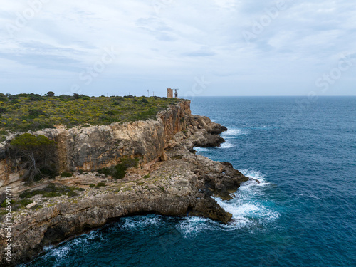 Quadro su tela Faro de la Torre d'en Beu en Cala Figuera, Mallorca, Islas Baleares