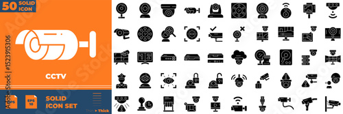 CCTV Solid Editable Icons set. Vector illustration in modern thin solid style of cctv icons: camera, security, cam, etc