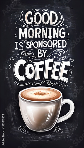 Good Morning is Sponsored by Coffee Chalk Art Poster