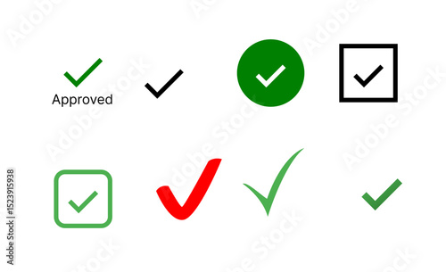 Set of various check mark style color checklist check list correct