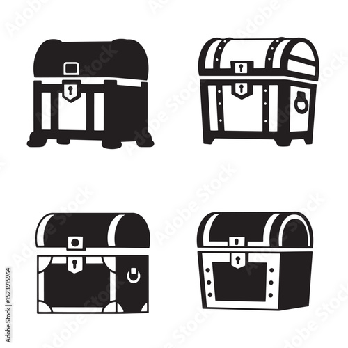 Collection of silhouette treasure chests in various designs