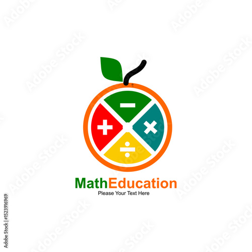 Math education logo template illustration. there are aplle with multiply
