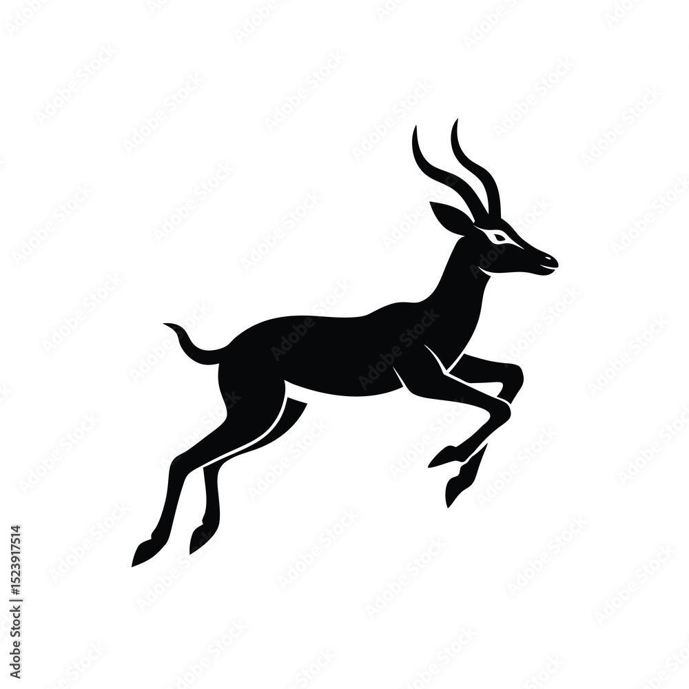 Fototapeta premium Gazelle Leaping Vector Silhouette Savanna