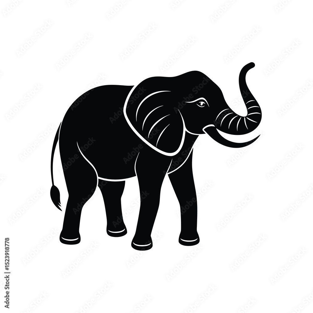 Obraz premium Elephant Trunk Vector Silhouette Bold Earthy