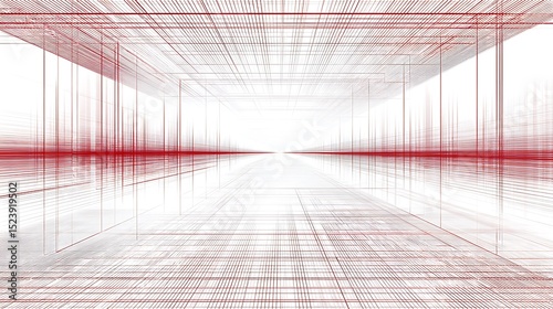 Abstract perspective red line grid pattern