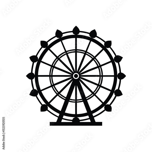 Ferris Wheel Vector Silhouette Vibrant Night