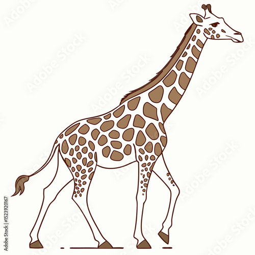 "Giraffe – Tall African Wildlife Animal Vector Illustration"

