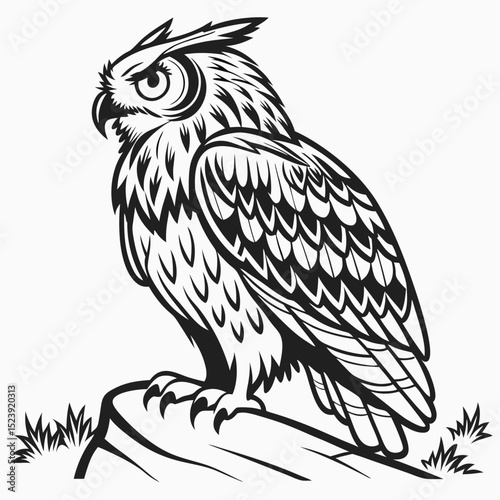 "Owl – Nocturnal Bird Vector Illustration"

