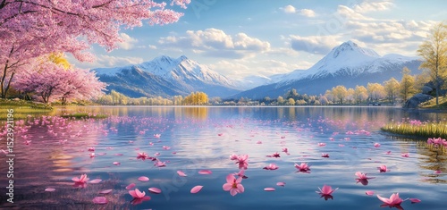 Polar Bear Resting on Ice Floe with Arctic Sunset and Distant Icebergs