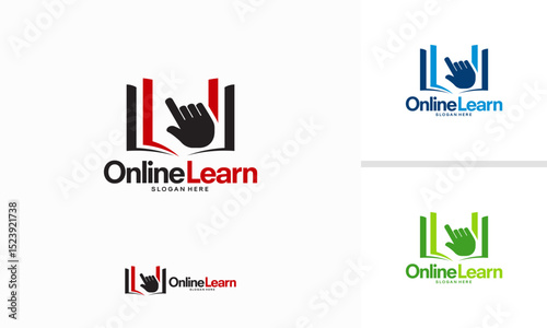 set of Online Education Logo template, pixel book education logo template designs vector illustration
