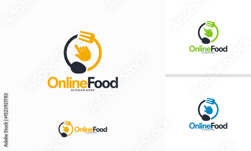 Online Food logo designs concept, Food Cursor logo template vector