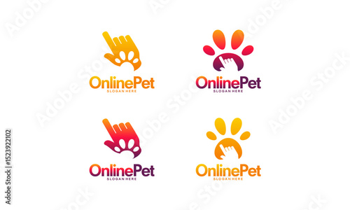 Online Pet logo designs concept vector, Online Animal logo template vector illustration